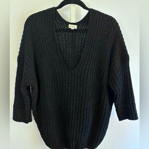 Black Soft Chenille 3/4 Sleeve Sweater boho whimsigoth
